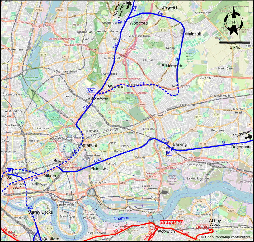 East London 1952 tram map