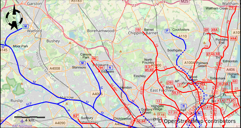 North London 1934 tram map