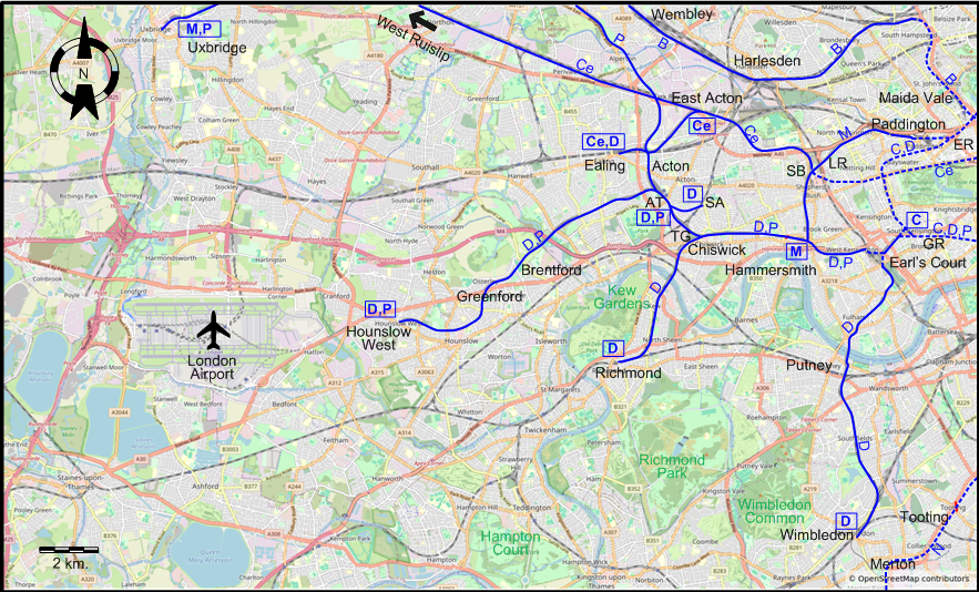 West London 1952 tram map