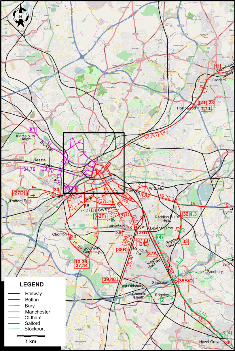 Manchester Metropolitan Region 1944 tram map