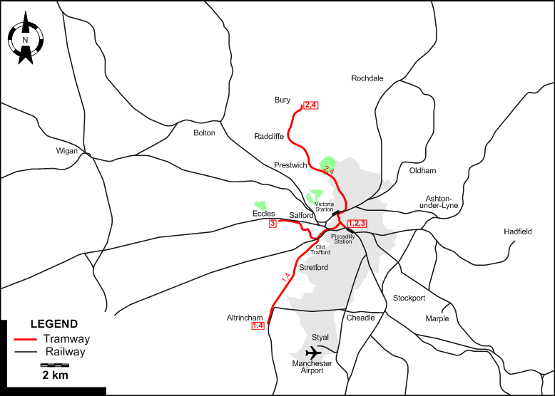 Manchester 2001 tram map