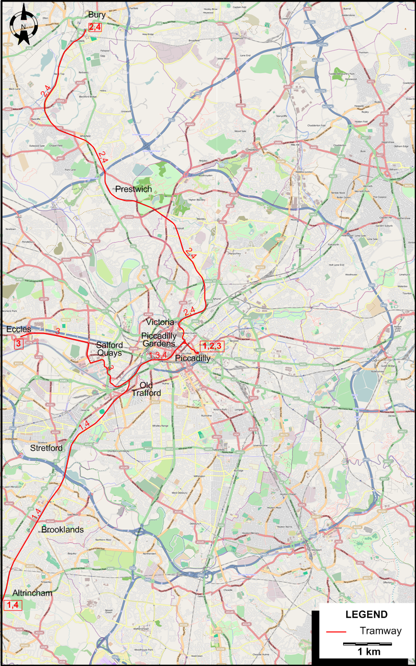 Manchester 2009 tram map
