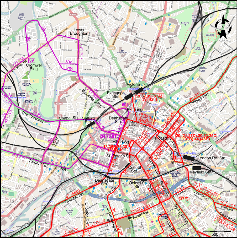 Manchester Core City 1944 tram map
