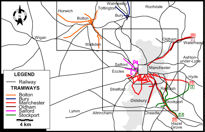 Manchester Region 1944 tram map