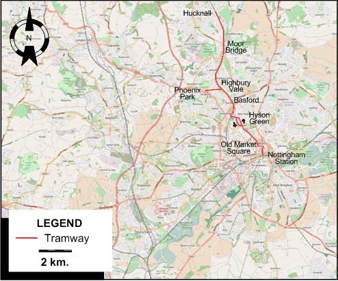 Nottingham 2004 tram map