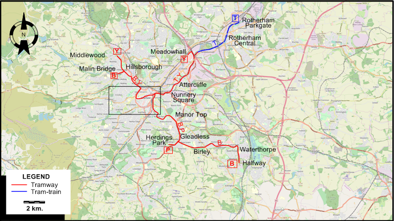 Sheffield 2018 tram map