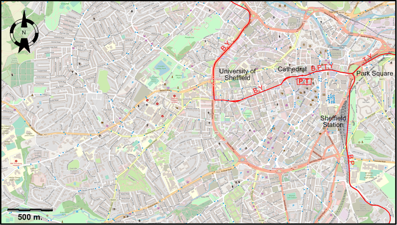 Sheffield 2018 central tram map