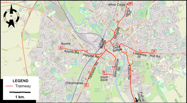 York 1931 tram map