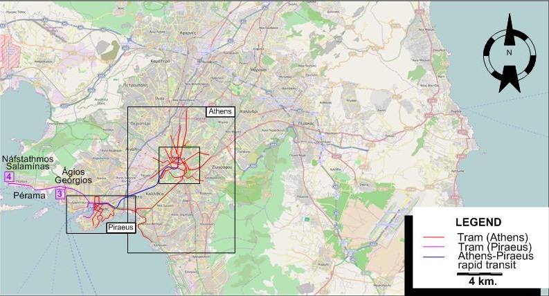 Athens Piraeus tram map 1937