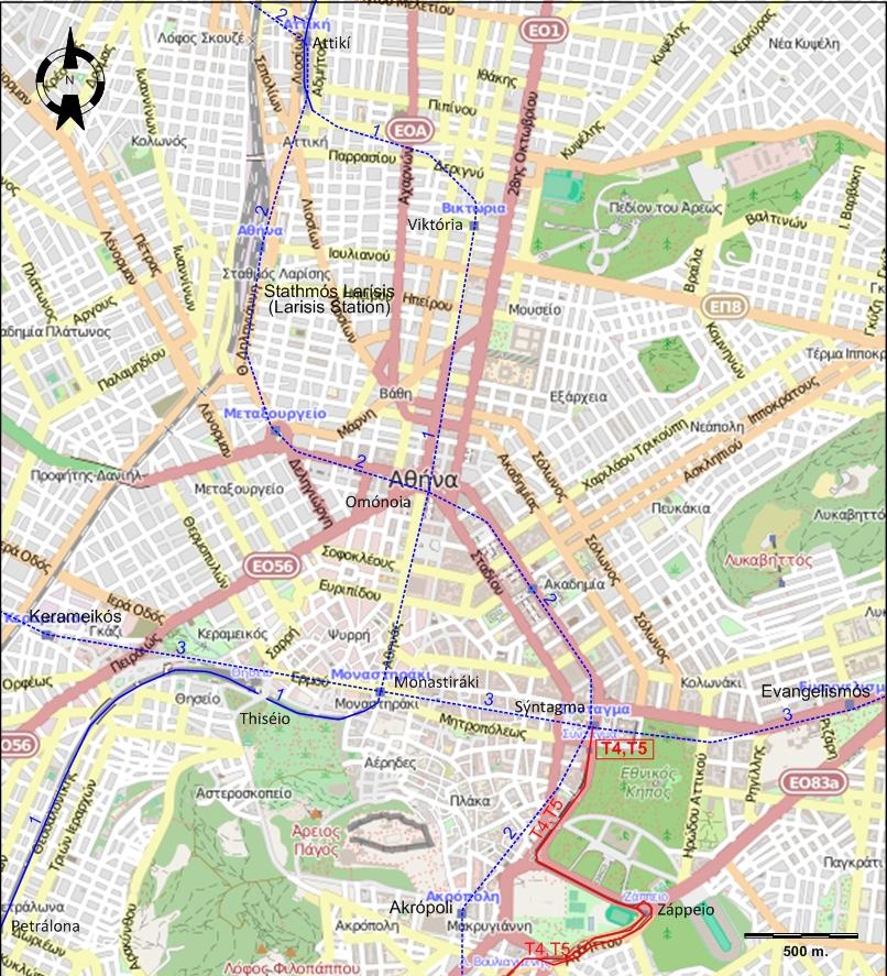 Athens centre tram map 2013