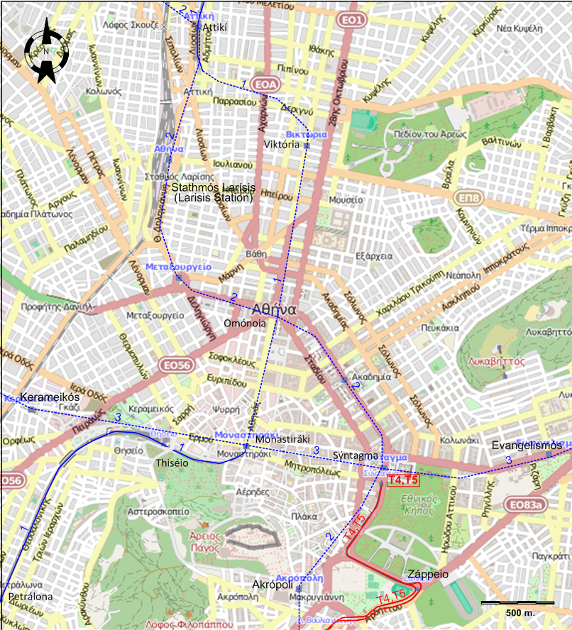 Athens centre tram map 2020