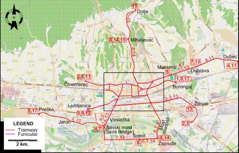 Zagreb tram map 2013