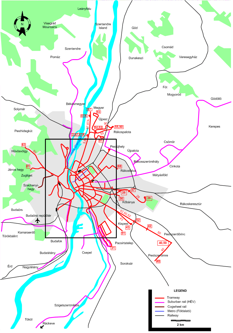 Budapest tram map 1949