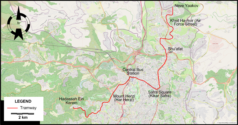 Jerusalem tram map 2025