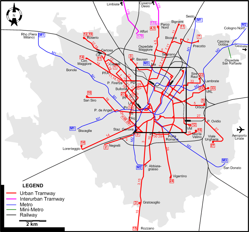 Milan 2007 tram map