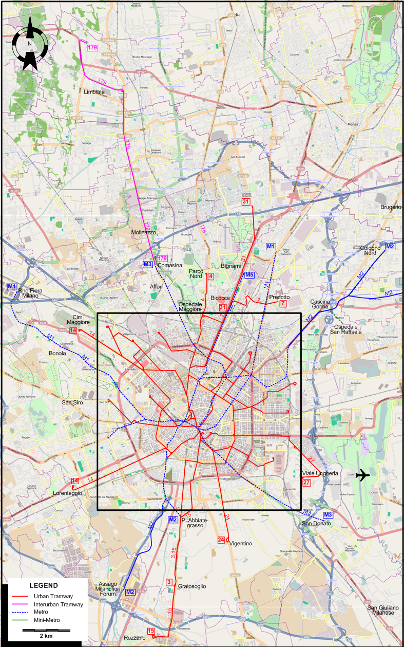 Milan 2014 tram map