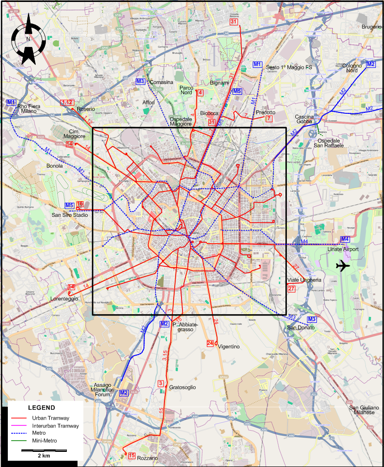 Milan 2022 tram map