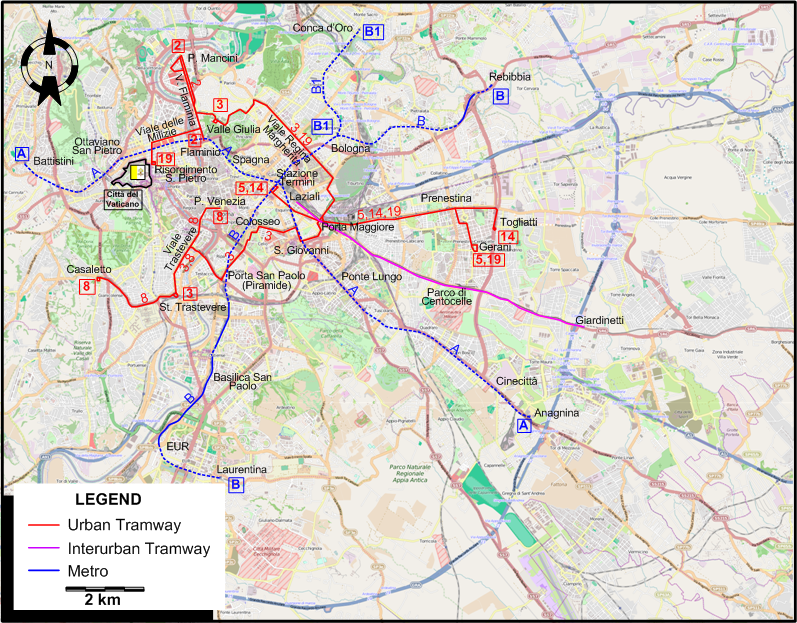 Rome 2013 tram map