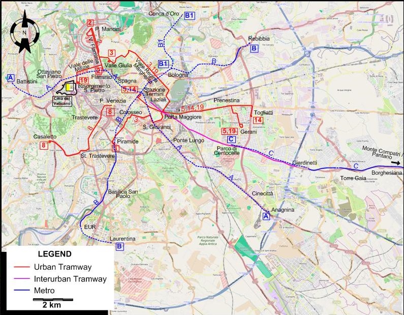 Rome 2014 tram map
