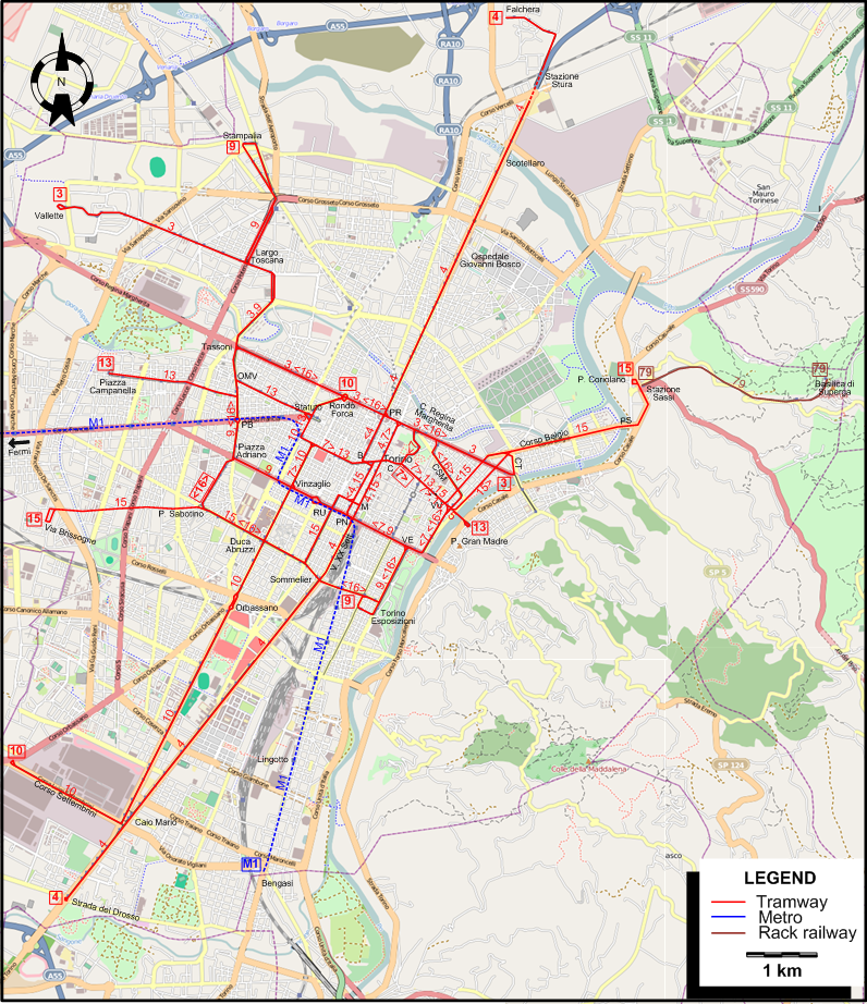 Turin 2021 tram map