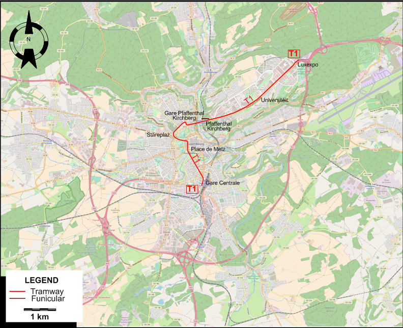 Luxembourg 2020 tram map