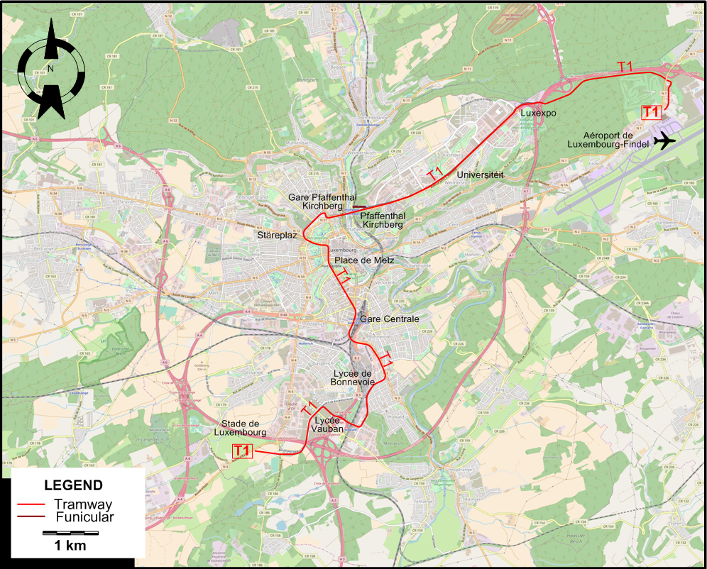 Luxembourg 2025 tram map