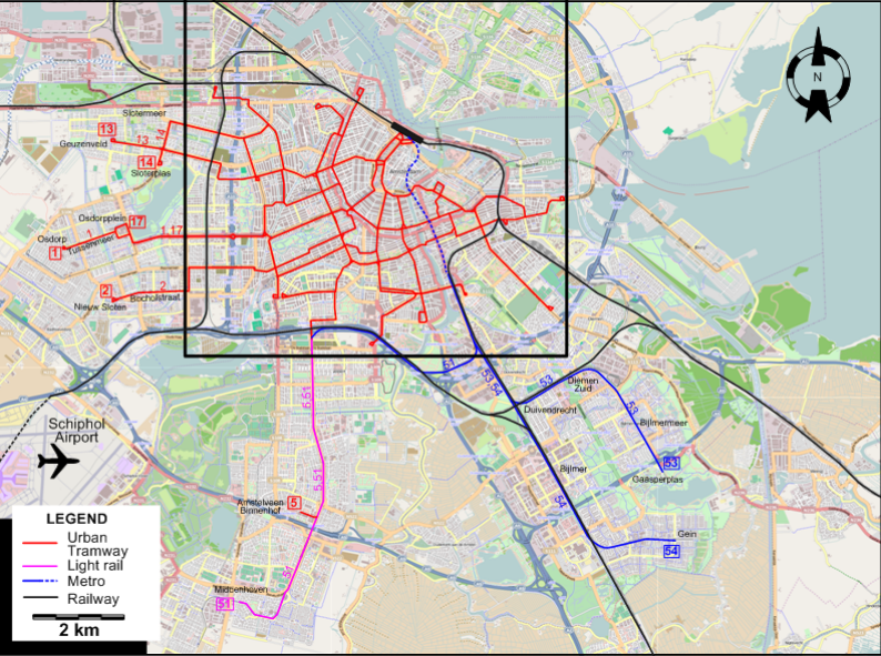 Amsterdam 1995 tram map