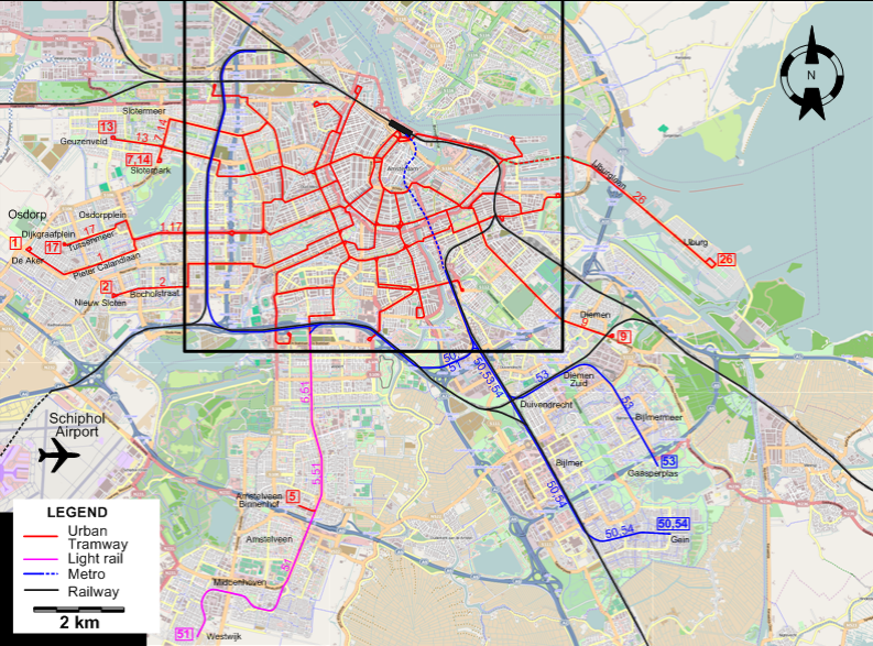 Amsterdam 2006 tram map