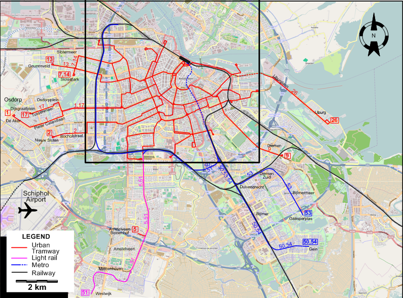 Amsterdam 2011 tram map