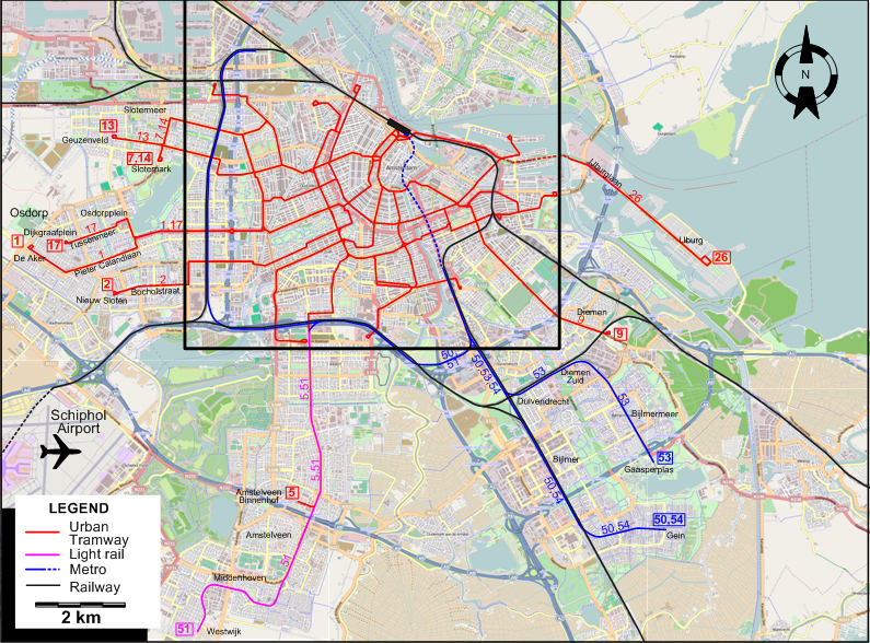 Amsterdam 2017 tram map
