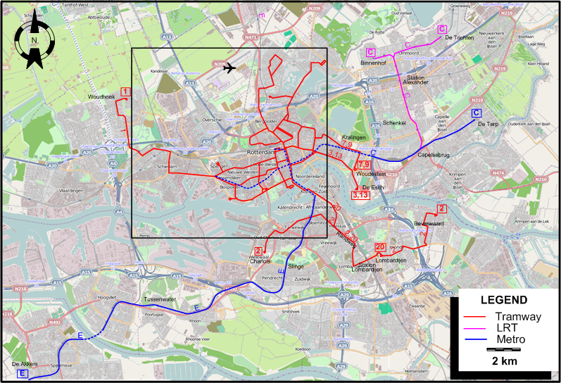 Rotterdam 1998 tram map