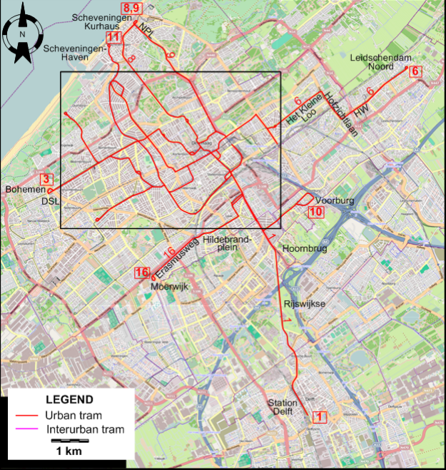 The Hague 1971 tram map