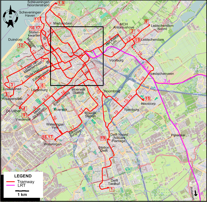 The Hague 2013 tram map