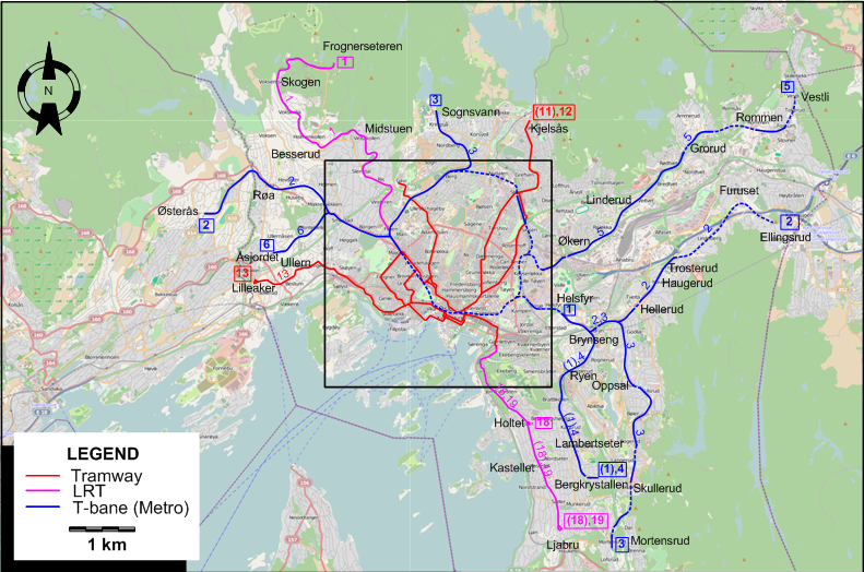 Oslo tram map 2009