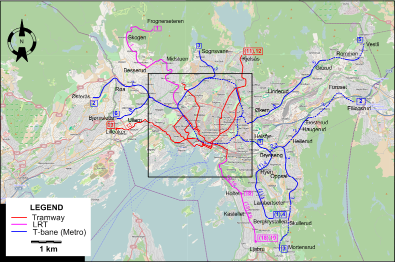 Oslo tram map 2010