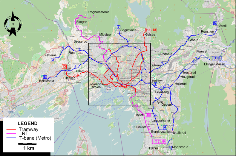 Oslo tram map 2011