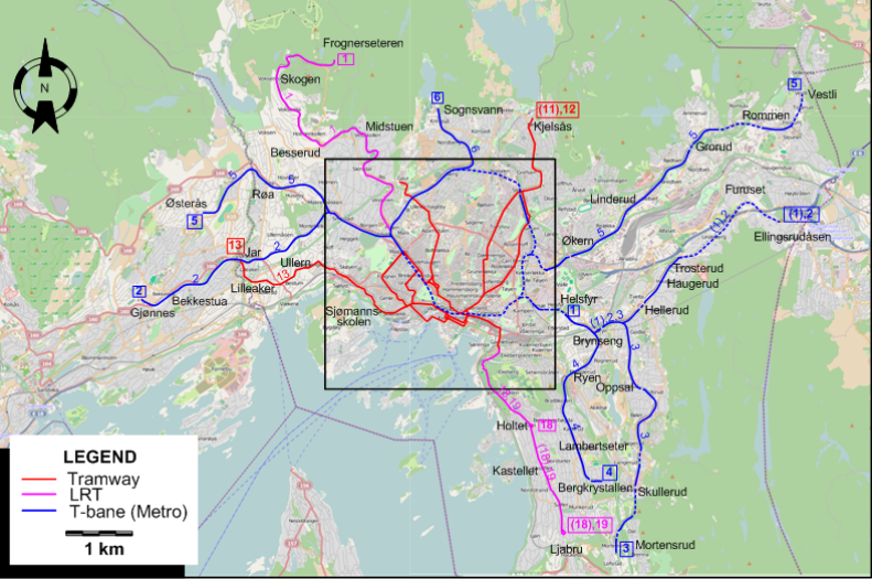 Oslo tram map 2012