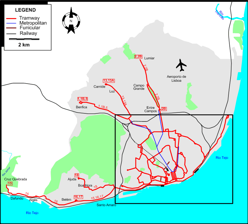 Lisbon 1970 tram map