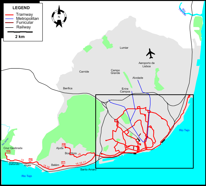 Lisbon 1981 tram map