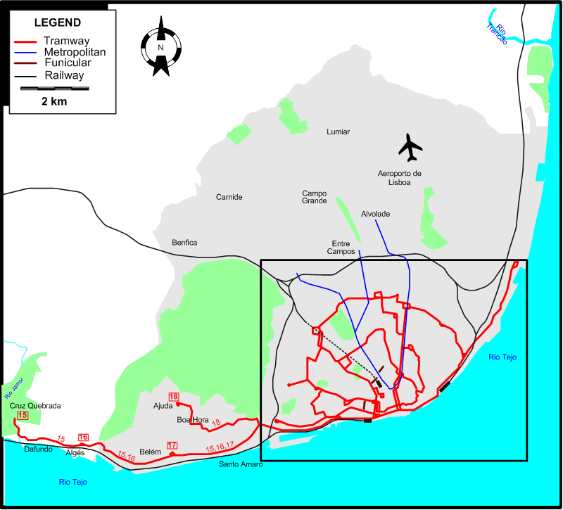 Lisbon 1986 tram map