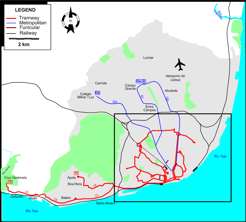 Lisbon 1995 tram map