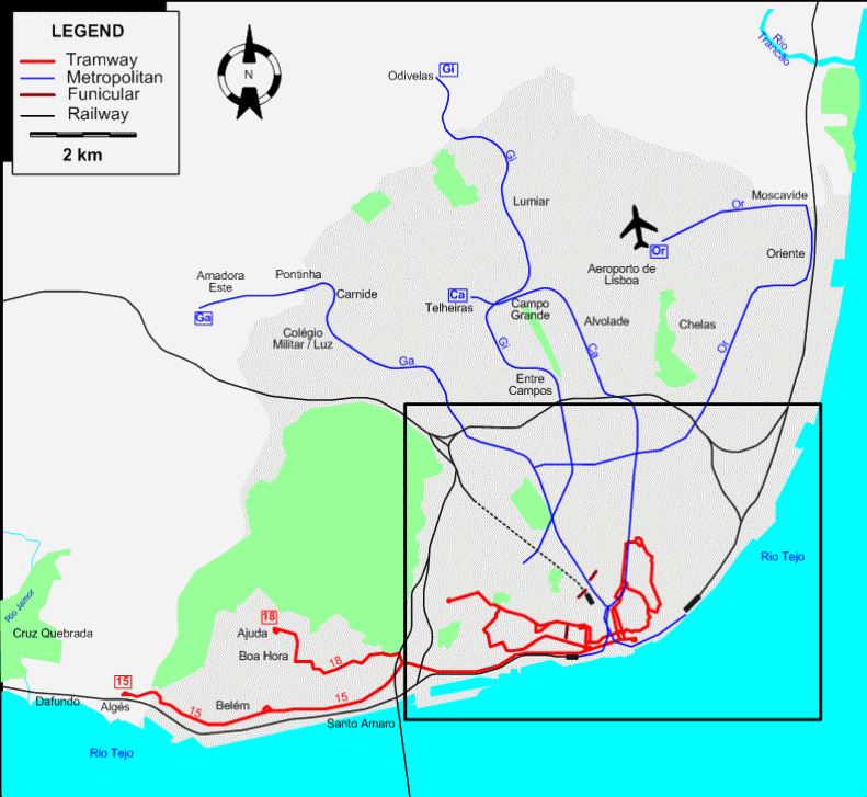 Lisbon 2009 tram map