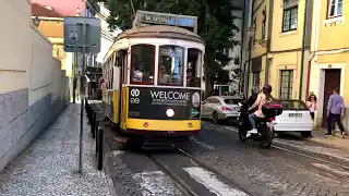 Lisbon vintage trams video