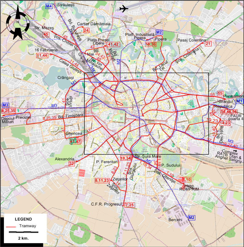 Bucharest tram map 2018