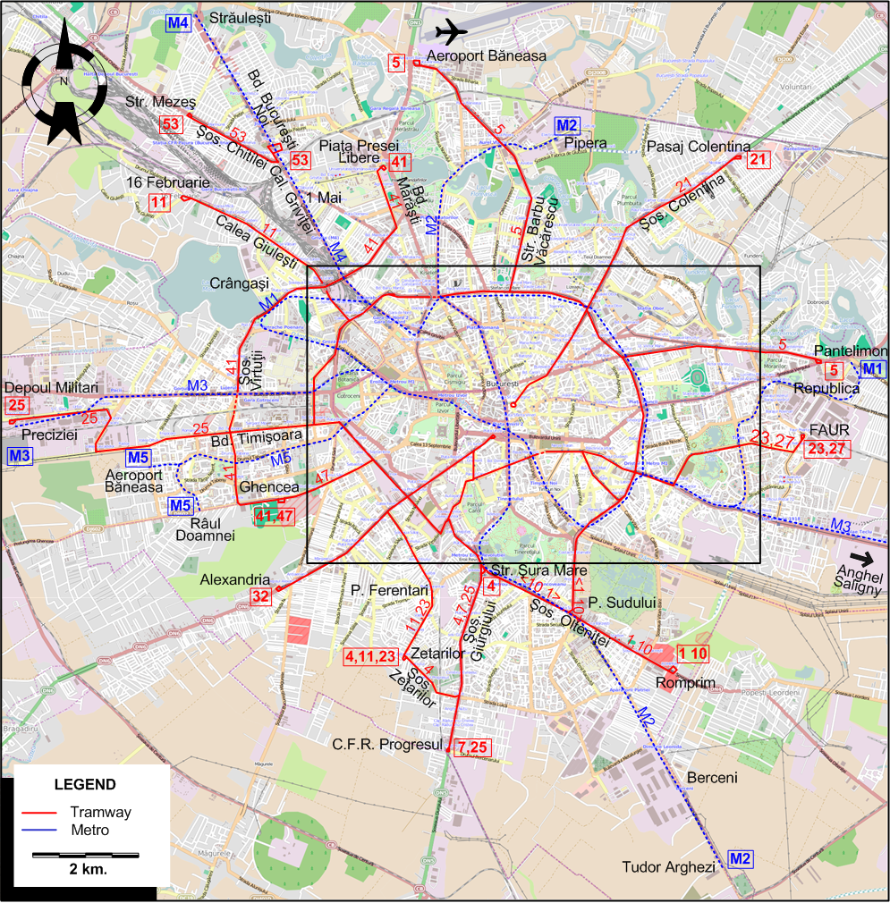 Bucharest tram map 2026