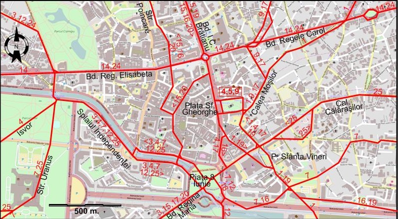 Bucharest centre tram map 1938