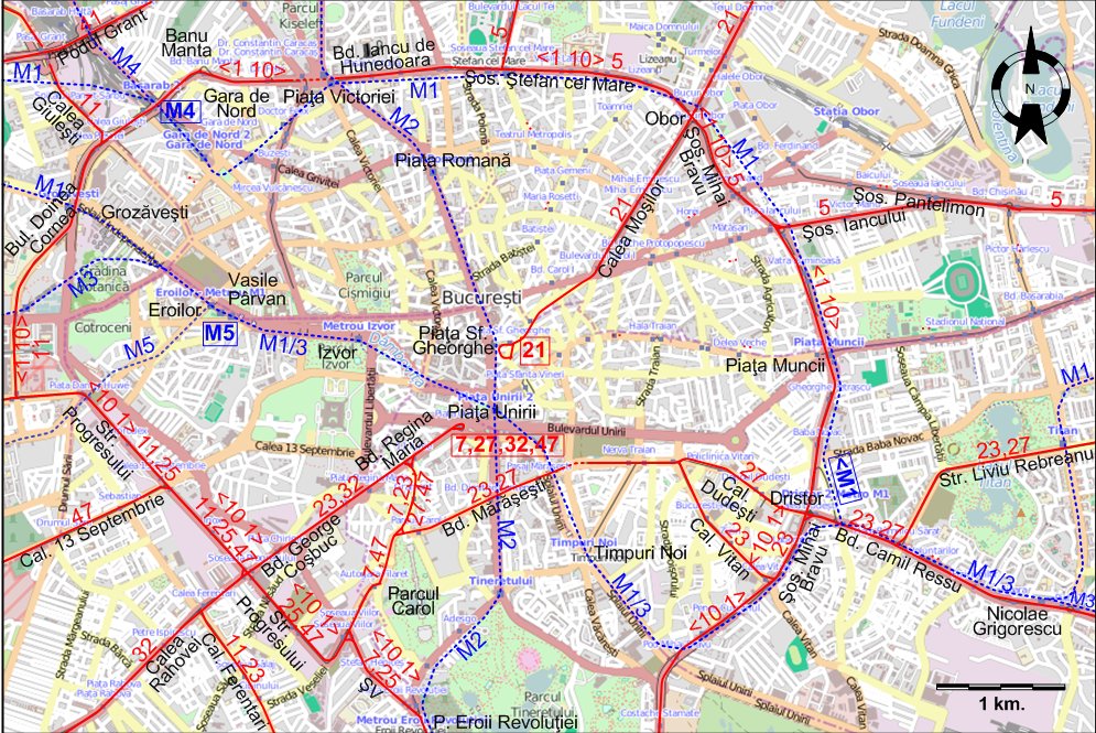 Bucharest downtown tram map 2026