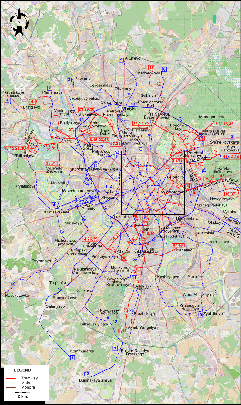 Moscow tram map 2022