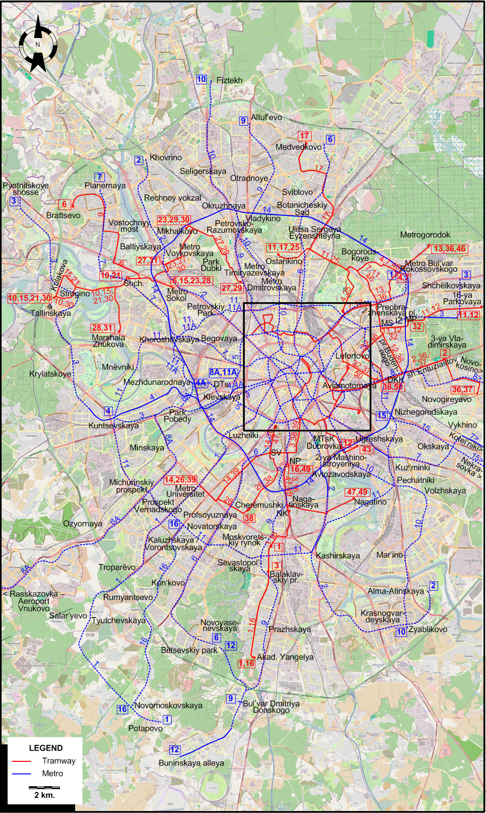 Moscow tram map 2025
