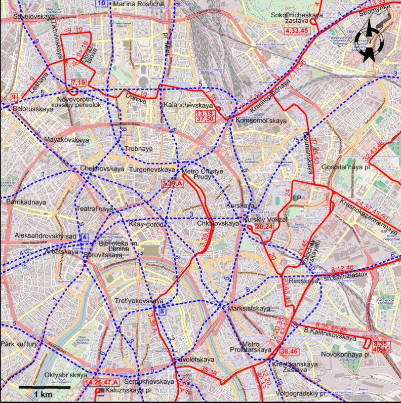 Moscow downtown tram map 2013